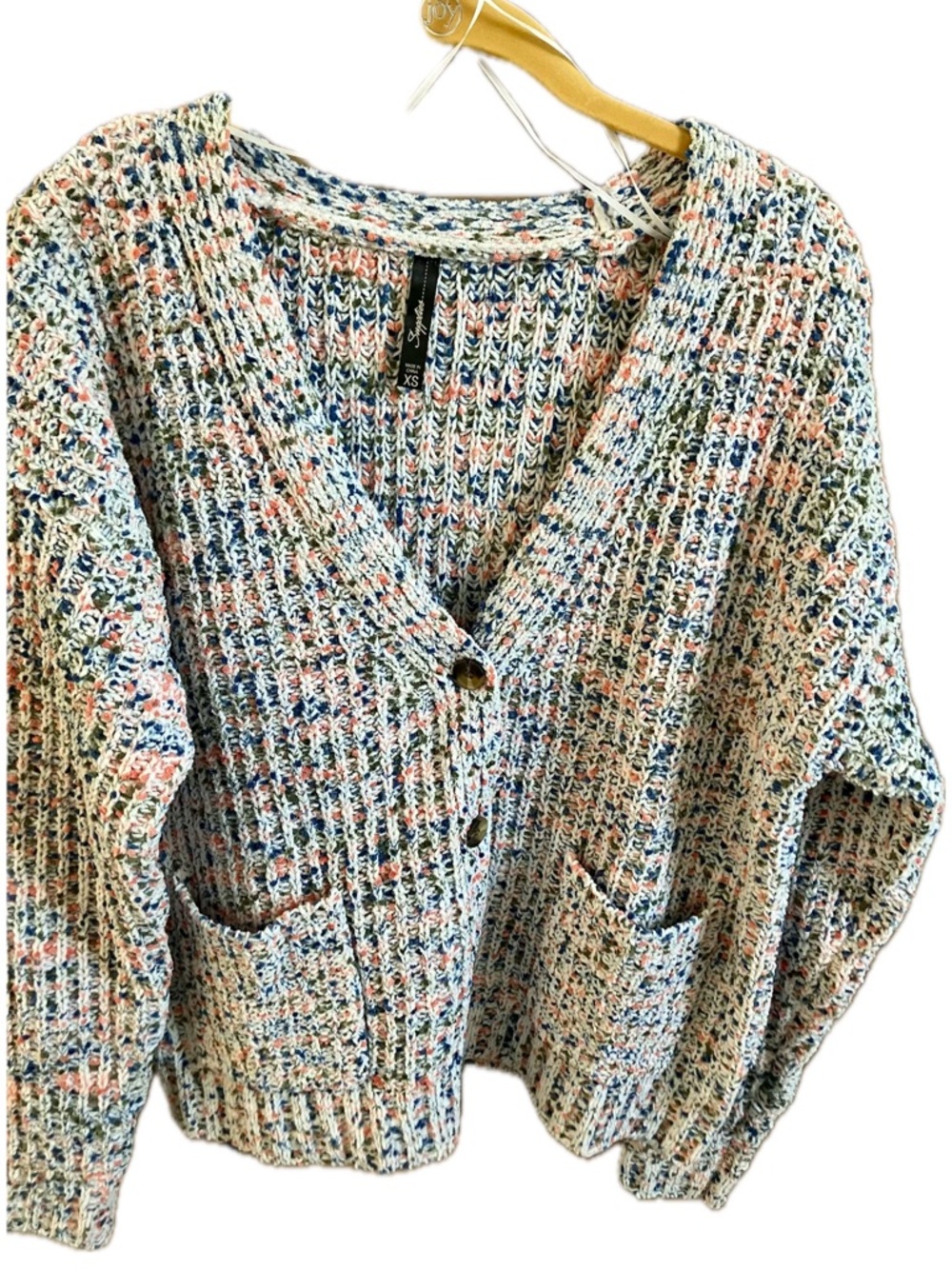 Cozy Multicolor Knit Button-Front Cardigan Sweater